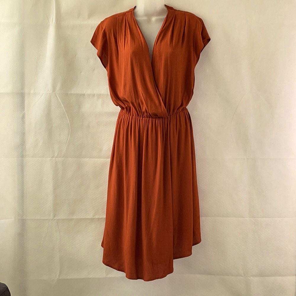 Anthropologie NWOT Maeve Rust Crepe Dress Sz L